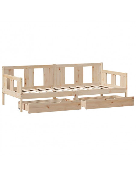 Dormeuse con Cassetti 80x200 cm in Legno Massello di Pino