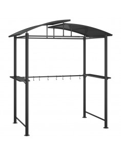 Gazebo Barbecue Ripiani Laterali Antracite 210x114x230 Acciaio
