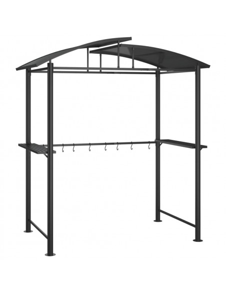 Gazebo Barbecue Ripiani Laterali Antracite 210x114x230 Acciaio
