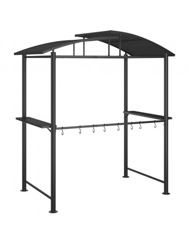 Gazebo Barbecue Ripiani Laterali Antracite 210x114x230 Acciaio