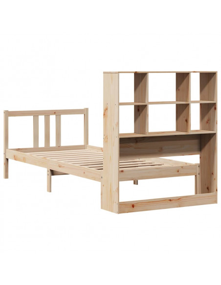 Giroletto con Libreria senza Materasso 75x190 cm in Legno Pino