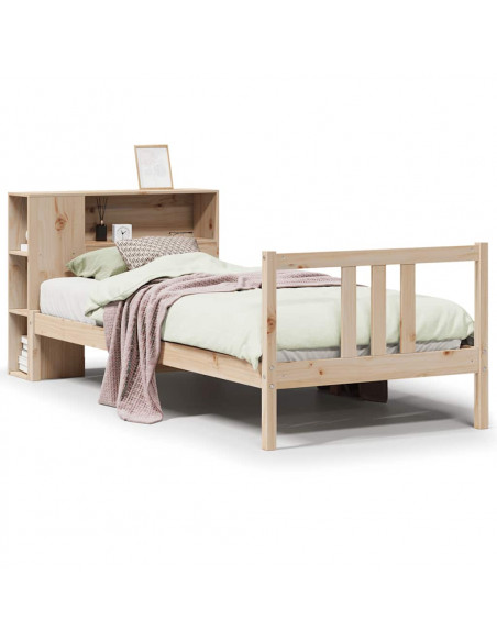 Giroletto con Libreria senza Materasso 75x190 cm in Legno Pino