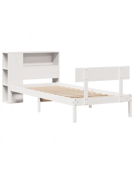 Letto Libreria senza Materasso Bianca 90x200 cm Legno di Pino