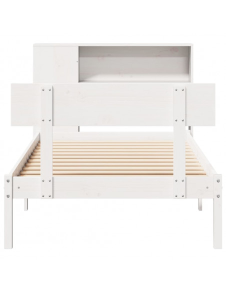 Letto Libreria senza Materasso Bianca 90x200 cm Legno di Pino
