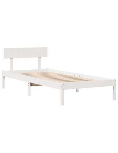 Letto Libreria senza Materasso Bianca 90x200 cm Legno di Pino