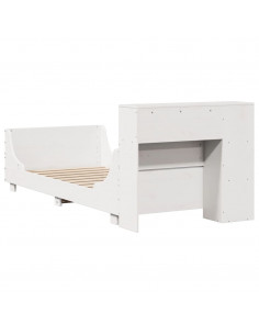 Letto senza Materasso Bianco 90x190 cm in Legno Massello Pino 2