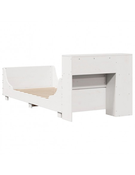 Letto senza Materasso Bianco 90x190 cm in Legno Massello Pino