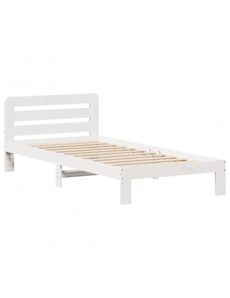 Letto senza Materasso Bianco 90x190 cm in Legno Massello Pino