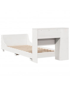 Letto senza Materasso Bianco 90x190 cm in Legno Massello Pino 2
