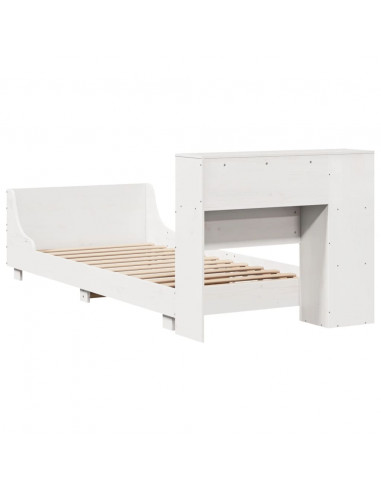 Letto senza Materasso Bianco 90x190 cm in Legno Massello Pino