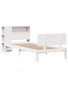 Letto Libreria senza Materasso Bianco 90x190 cm Massello Pino 2
