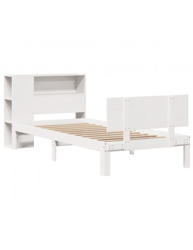 Letto Libreria senza Materasso Bianco 90x190 cm Massello Pino