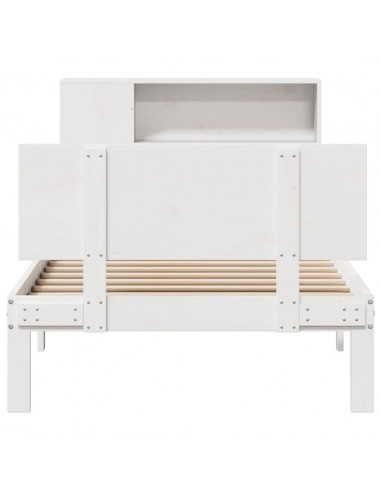Letto Libreria senza Materasso Bianco 90x190 cm Massello Pino