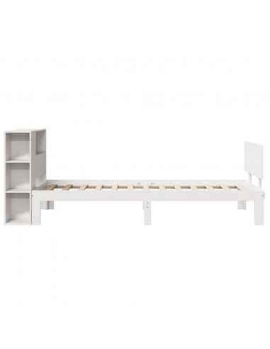 Letto Libreria senza Materasso Bianco 90x190 cm Massello Pino