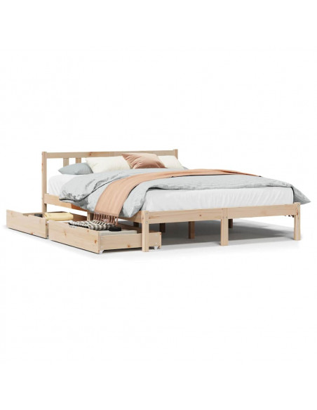 Letto senza Materasso 135x190 cm in Legno Massello di Pino