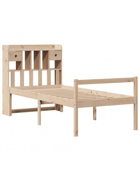 Letto Libreria senza Materasso 90x200 cm Legno Massello Pino