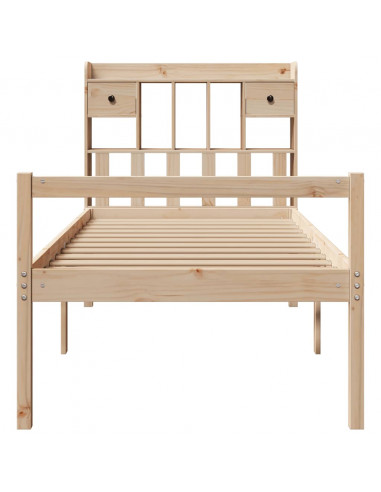 Letto Libreria senza Materasso 90x200 cm Legno Massello Pino