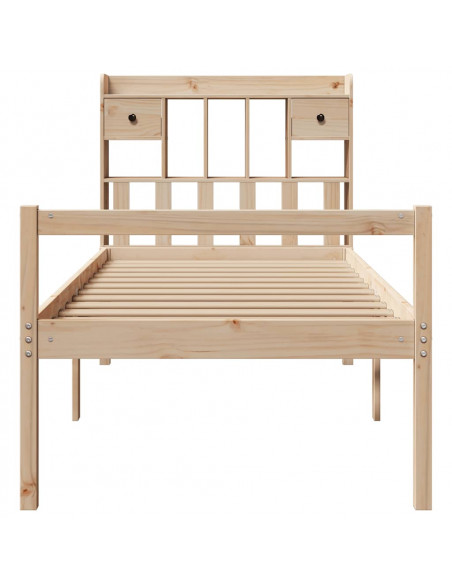 Letto Libreria senza Materasso 90x200 cm Legno Massello Pino