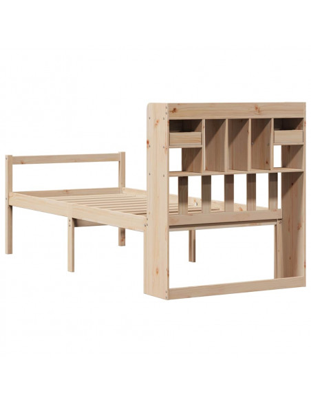 Letto Libreria senza Materasso 90x200 cm Legno Massello Pino