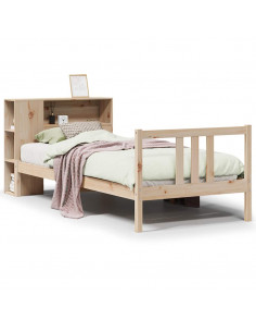 Letto Libreria senza Materasso 90x190 cm Legno Massello Pino
