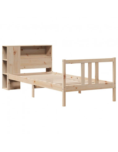 Letto Libreria senza Materasso 90x190 cm Legno Massello Pino