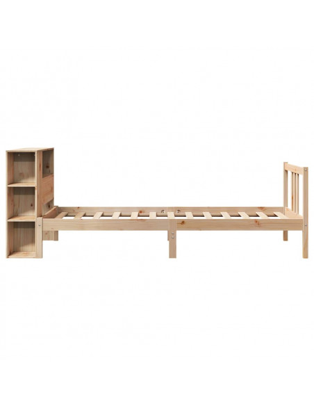 Letto Libreria senza Materasso 90x190 cm Legno Massello Pino