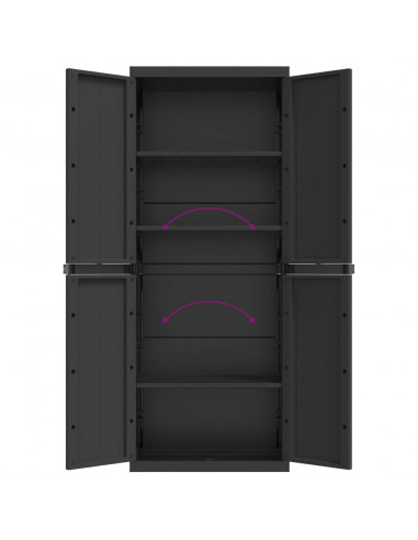 Armadio da Esterno Nero 65x37x165 cm in PP