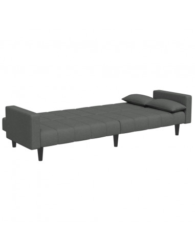 Divano Letto 2 Posti con Poggiapiedi Grigio Scuro in Tessuto