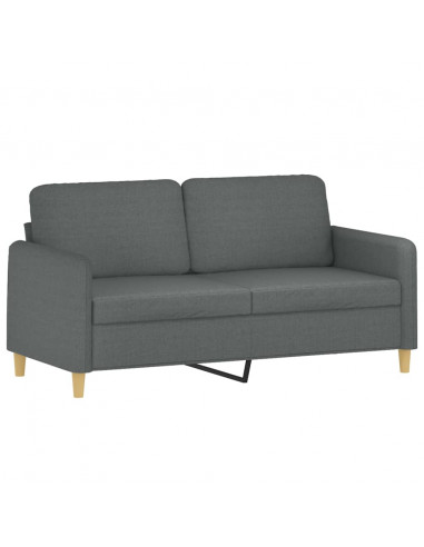 Set di Divani 3 pz con Cuscini Grigio Scuro in Tessuto