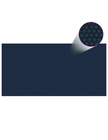 Pellicola Galleggiante Solare PE Piscina 1200x600 cm Nero e Blu