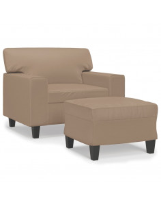 Poltrona con Poggiapiedi Cappuccino 60 cm in Similpelle