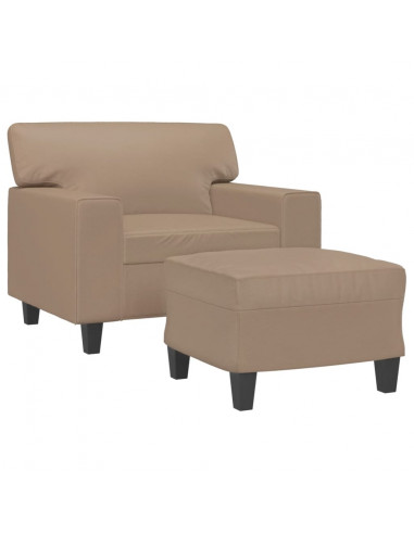 Poltrona con Poggiapiedi Cappuccino 60 cm in Similpelle