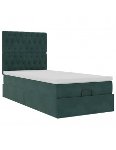 Struttura Letto Pouf con Materassi 100x200 cm Velluto 2