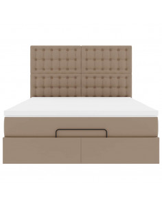 Struttura Letto Pouf con Materasso 140x190 cm Similpelle 2