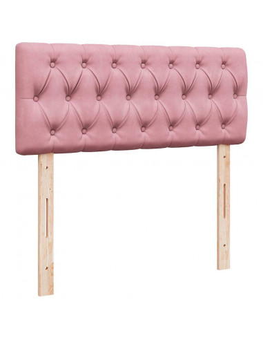 Struttura Letto Pouf con Materasso Rosa 120x200 cm Velluto