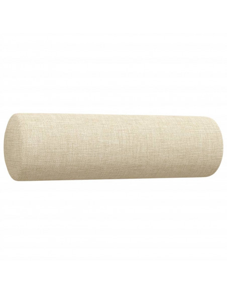 Set Divani 3 pz con Poggiapiedi e Cuscini Crema Tessuto