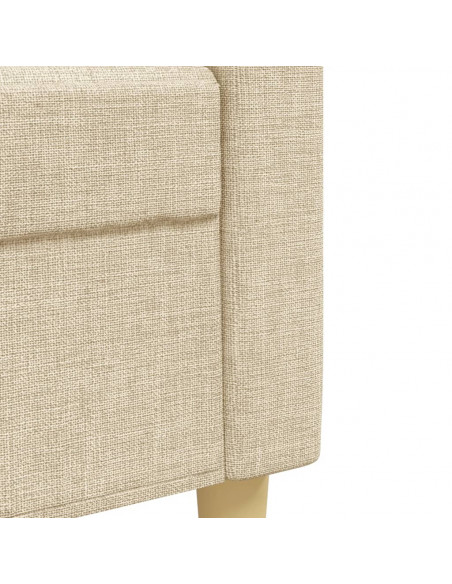 Set Divani 3 pz con Poggiapiedi e Cuscini Crema Tessuto