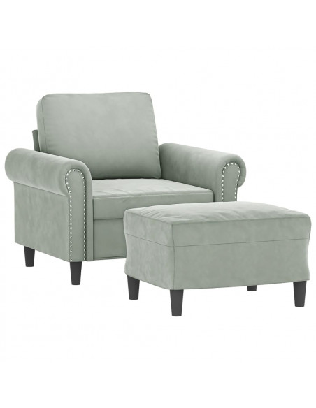 Poltrona con Poggiapiedi Grigio Chiaro 60 cm in Velluto