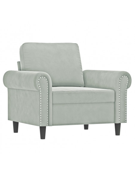 Poltrona con Poggiapiedi Grigio Chiaro 60 cm in Velluto