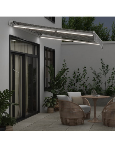 Tenda da Sole Retrattile Manuale con LED Antracite e Bianco