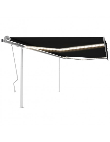 Tenda da Sole Retrattile Manuale con LED 4,5x3 m Antracite