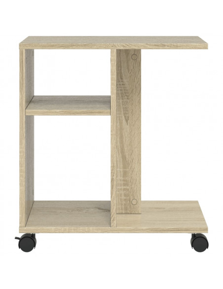 Tavolino con Ruote Rovere Sonoma 50x30x55 cm Legno Multistrato