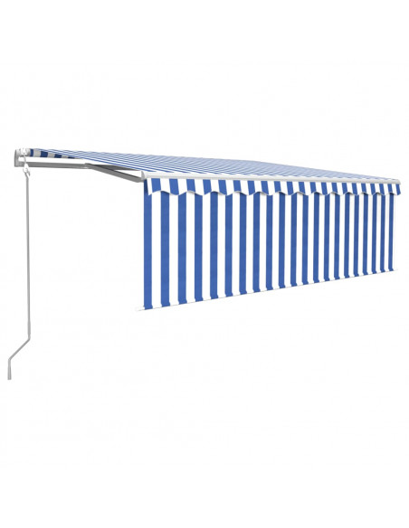 Tenda Sole Retrattile Automatica con Parasole 4x3,5m Blu Bianco