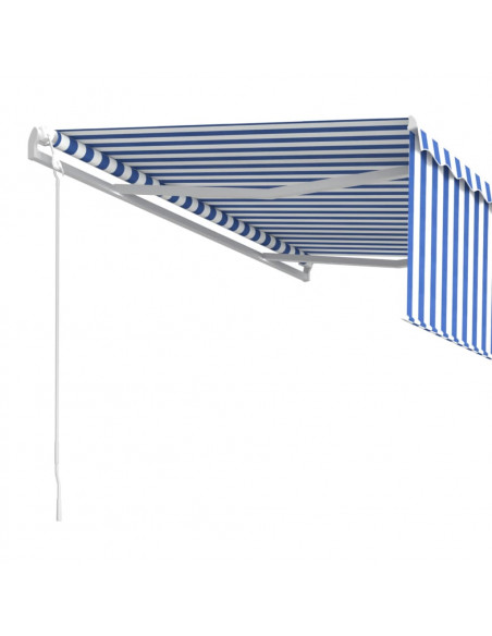 Tenda Sole Retrattile Automatica con Parasole 4x3,5m Blu Bianco