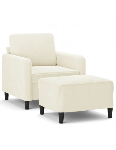 Poltrona con Poggiapiedi Crema 60 cm in Velluto