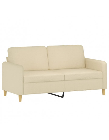 Set Divani 3 pz con Cuscini Crema in Tessuto