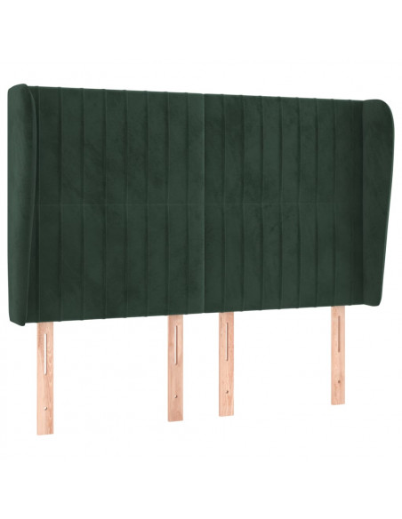 Testiera ad Orecchio Verde Scuro 147x23x118/128cm in Velluto