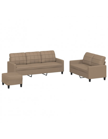 Set di Divani 3 pz con Cuscini cappuccino in Similpelle