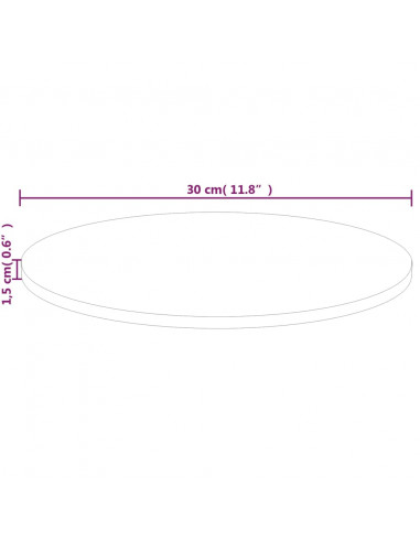 Piano Tavolo Rotondo Ø30x1,5 cm Massello di Rovere Non Trattato