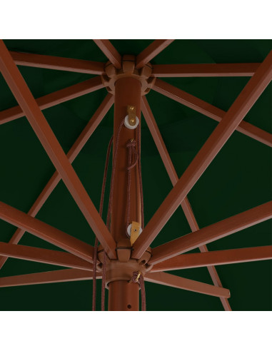 Ombrellone da Esterni con Palo in Legno 350 cm Verde